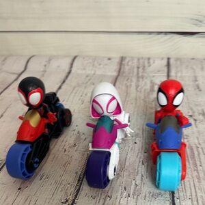 Superhero Motorcycle Toy Set - Red, White, Blue